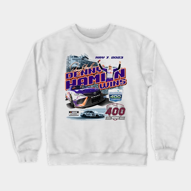 Denny Hamlin AdventHealth 400 Race Winner Crewneck Sweatshirt by art.Hamdan